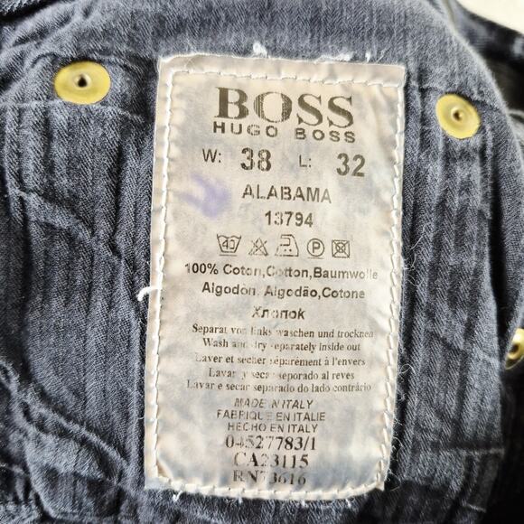 Hugo Boss Alabama Men’s Jeans 38x32 Black Denim 100% Cotton Vtg Made in Italy - Picture 10 of 14